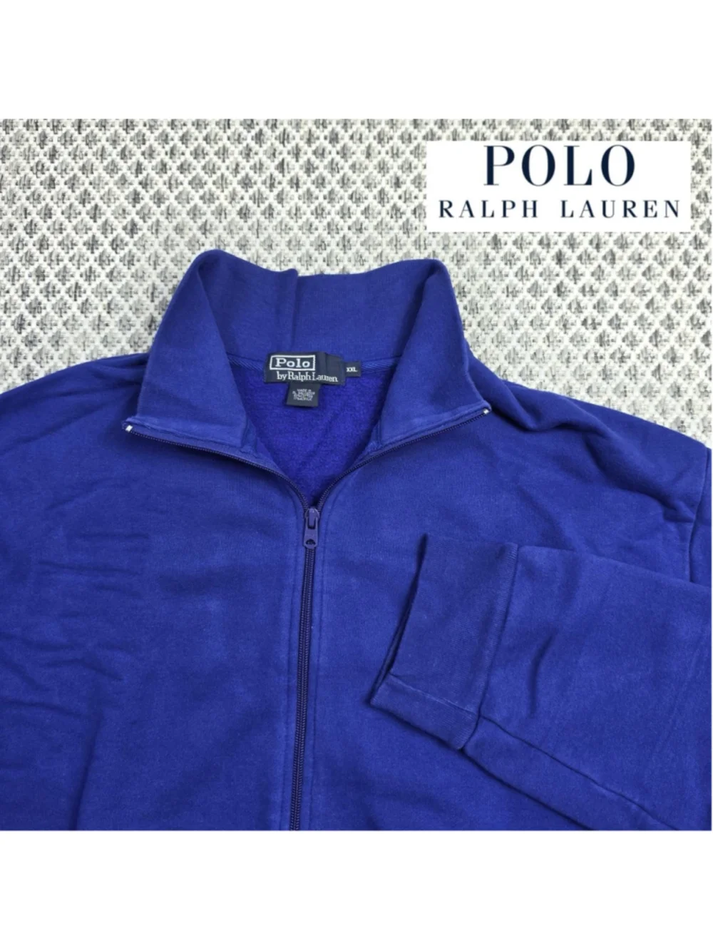 Polo Ralph Lauren Full Zip Sweatshirt Men’s XXL Blue Mock Neck Cotton Jacket